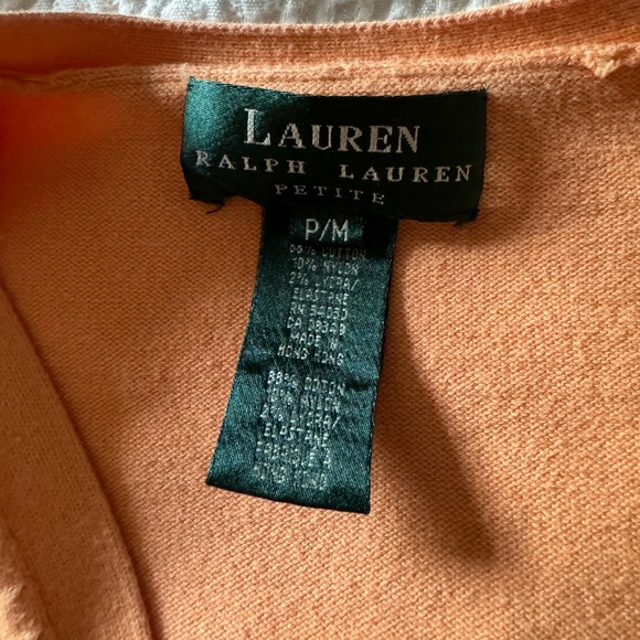 Ralph Lauren Peach orange cardigan with 3/4 sleeves, made from 100% cotton - Picture 3 of 5